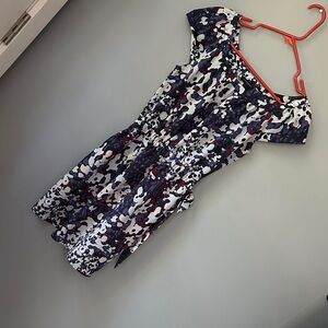 Banana Republic Navy Floral Mini‎ Dress tie waist women’s size 2